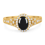 Vintage Style Oval Natural Stone Art Deco Ring