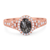 Vintage Style Oval Natural Stone Art Deco Ring