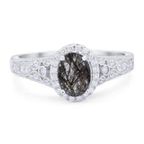 Vintage Style Oval Natural Stone Art Deco Ring