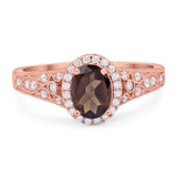 Vintage Style Oval Natural Stone Art Deco Ring