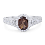 Vintage Style Oval Natural Stone Art Deco Ring