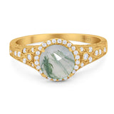 Vintage Style Round Natural Stone Ring