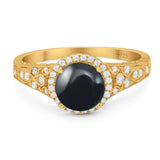 Vintage Style Round Natural Stone Ring