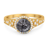 Vintage Style Round Natural Stone Ring