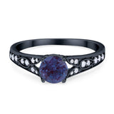 Art Deco Round Natural Stone Cathedral Ring