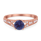 Art Deco Round Natural Stone Cathedral Ring