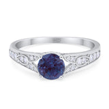 Art Deco Round Natural Stone Cathedral Ring