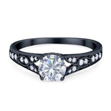 Art Deco Round Natural Stone Cathedral Ring