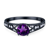 Art Deco Round Natural Stone Cathedral Ring