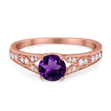 Art Deco Round Natural Stone Cathedral Ring