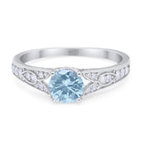 Art Deco Round Natural Stone Cathedral Ring