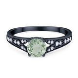 Art Deco Round Natural Stone Cathedral Ring