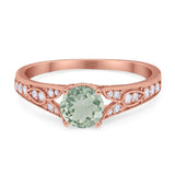 Art Deco Round Natural Stone Cathedral Ring
