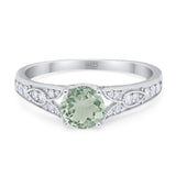 Art Deco Round Natural Stone Cathedral Ring