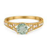 Art Deco Round Natural Stone Cathedral Ring