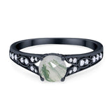 Art Deco Round Natural Stone Cathedral Ring