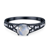 Art Deco Round Natural Stone Cathedral Ring