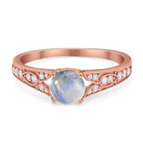 Art Deco Round Natural Stone Cathedral Ring