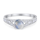 Art Deco Round Natural Stone Cathedral Ring