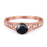Art Deco Round Natural Stone Cathedral Ring
