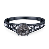 Art Deco Round Natural Stone Cathedral Ring