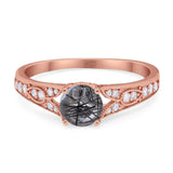 Art Deco Round Natural Stone Cathedral Ring
