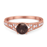 Art Deco Round Natural Stone Cathedral Ring