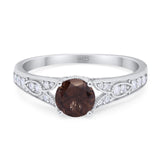 Art Deco Round Natural Stone Cathedral Ring