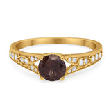 Art Deco Round Natural Stone Cathedral Ring