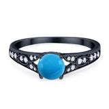 Art Deco Round Natural Stone Cathedral Ring