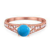 Art Deco Round Natural Stone Cathedral Ring