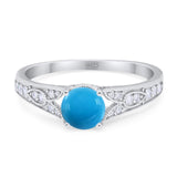 Art Deco Round Natural Stone Cathedral Ring