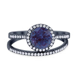 Two Piece Round Natural Stone Bridal Ring