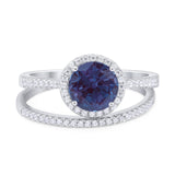 Two Piece Round Natural Stone Bridal Ring