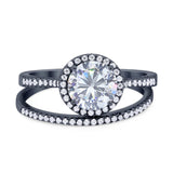 Two Piece Round Natural Stone Bridal Ring