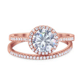 Two Piece Round Natural Stone Bridal Ring