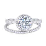 Two Piece Round Natural Stone Bridal Ring