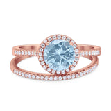 Two Piece Round Natural Stone Bridal Ring