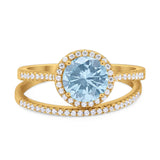 Two Piece Round Natural Stone Bridal Ring