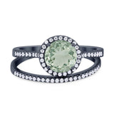 Two Piece Round Natural Stone Bridal Ring