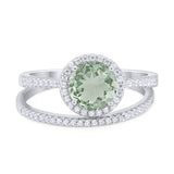 Two Piece Round Natural Stone Bridal Ring