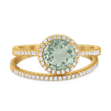 Two Piece Round Natural Stone Bridal Ring