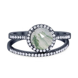 Two Piece Round Natural Stone Bridal Ring