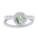 Two Piece Round Natural Stone Bridal Ring