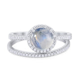 Two Piece Round Natural Stone Bridal Ring