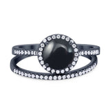 Two Piece Round Natural Stone Bridal Ring