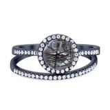 Two Piece Round Natural Stone Bridal Ring