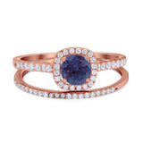 Two Piece Round Natural Stone Ring
