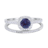 Two Piece Round Natural Stone Ring