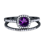 Two Piece Round Natural Stone Ring